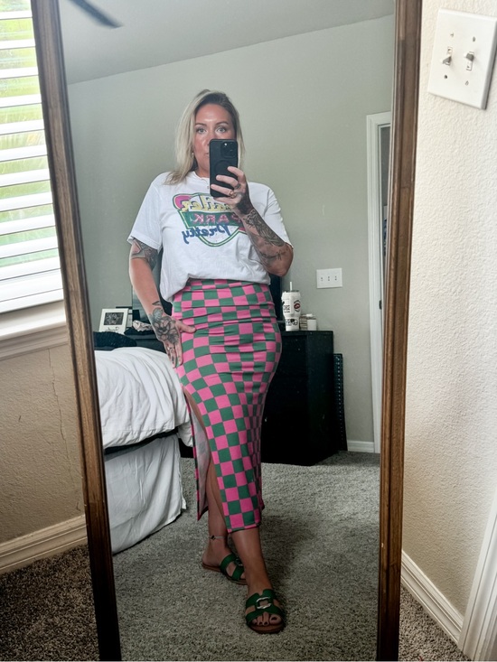 Jade By Jane Dresses & Skirts - Jade by Jane Checkerboard Maxi Skirt in Pink and Green